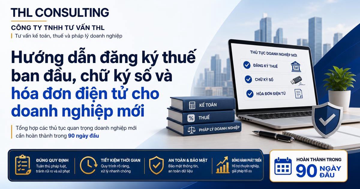 Hướng dẫn đăng ký thuế ban đầu, chữ ký số và hóa đơn điện tử cho doanh nghiệp mới