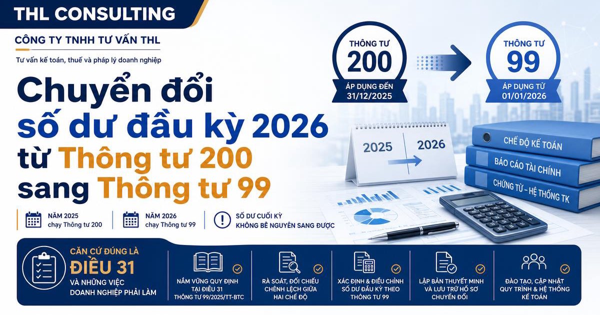 Chuyển đổi số dư đầu kỳ 2026 từ Thông tư 200 sang Thông tư 99